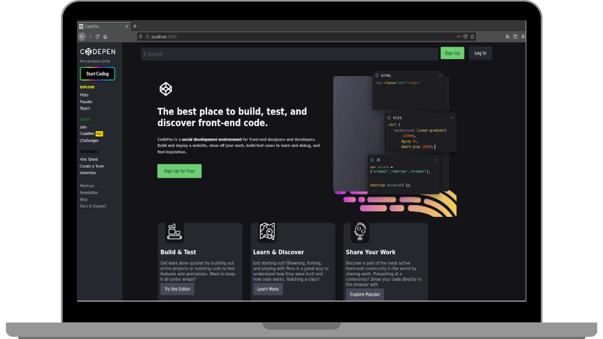 CodePen replication screenshot