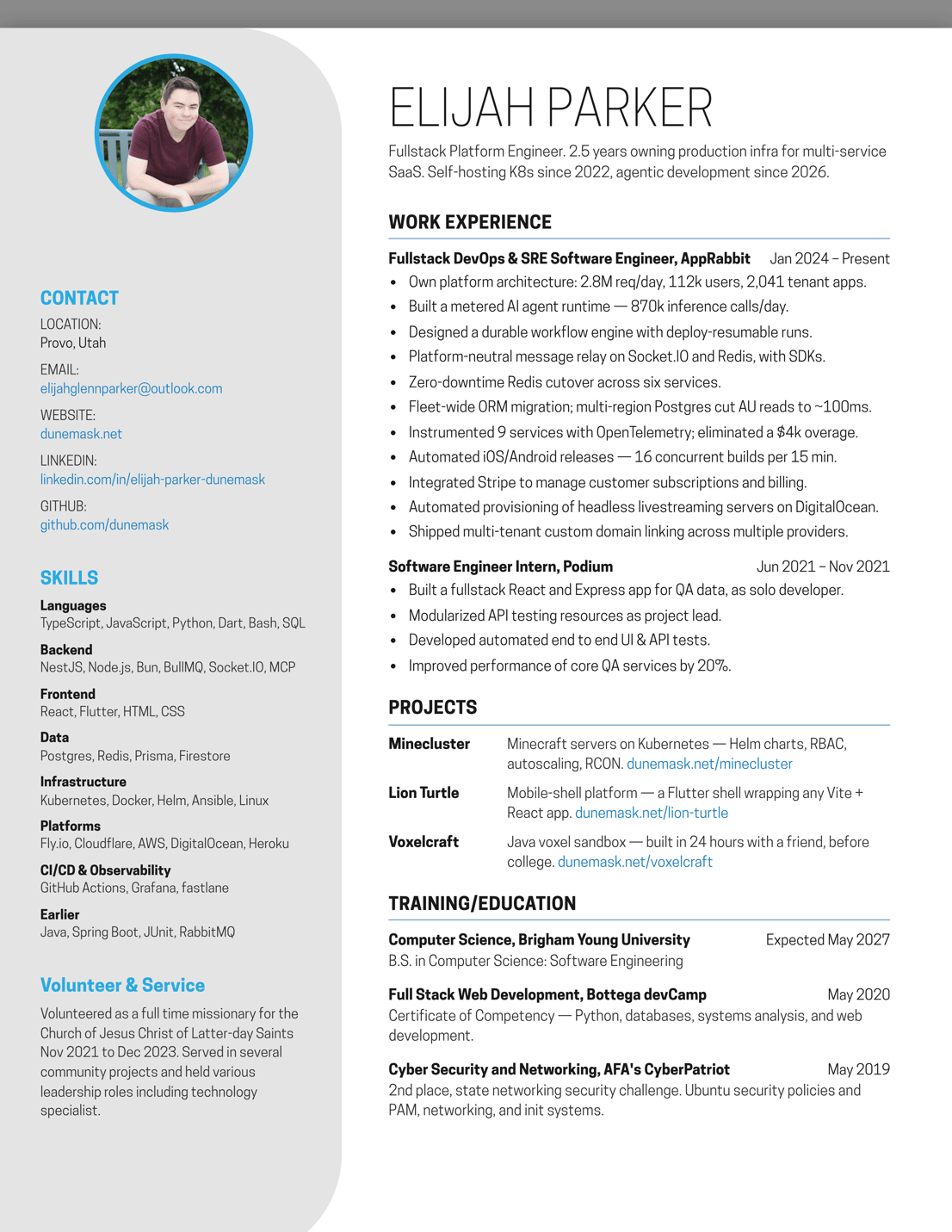 Résumé, page 1